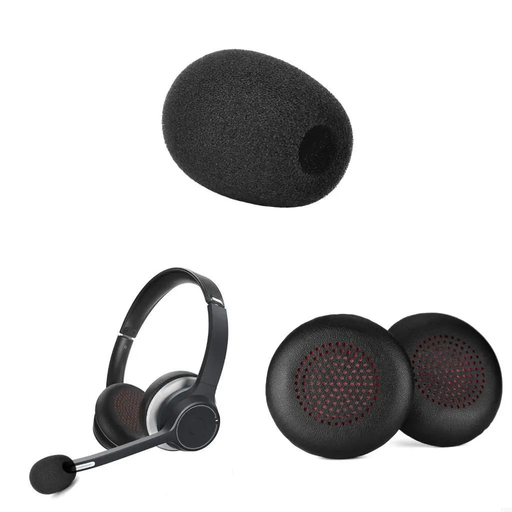 J1HD Headphones Headsets Ear Pad for Poly 4310/4320/UC2 Ear Cushions Cover with Mic Form Cover