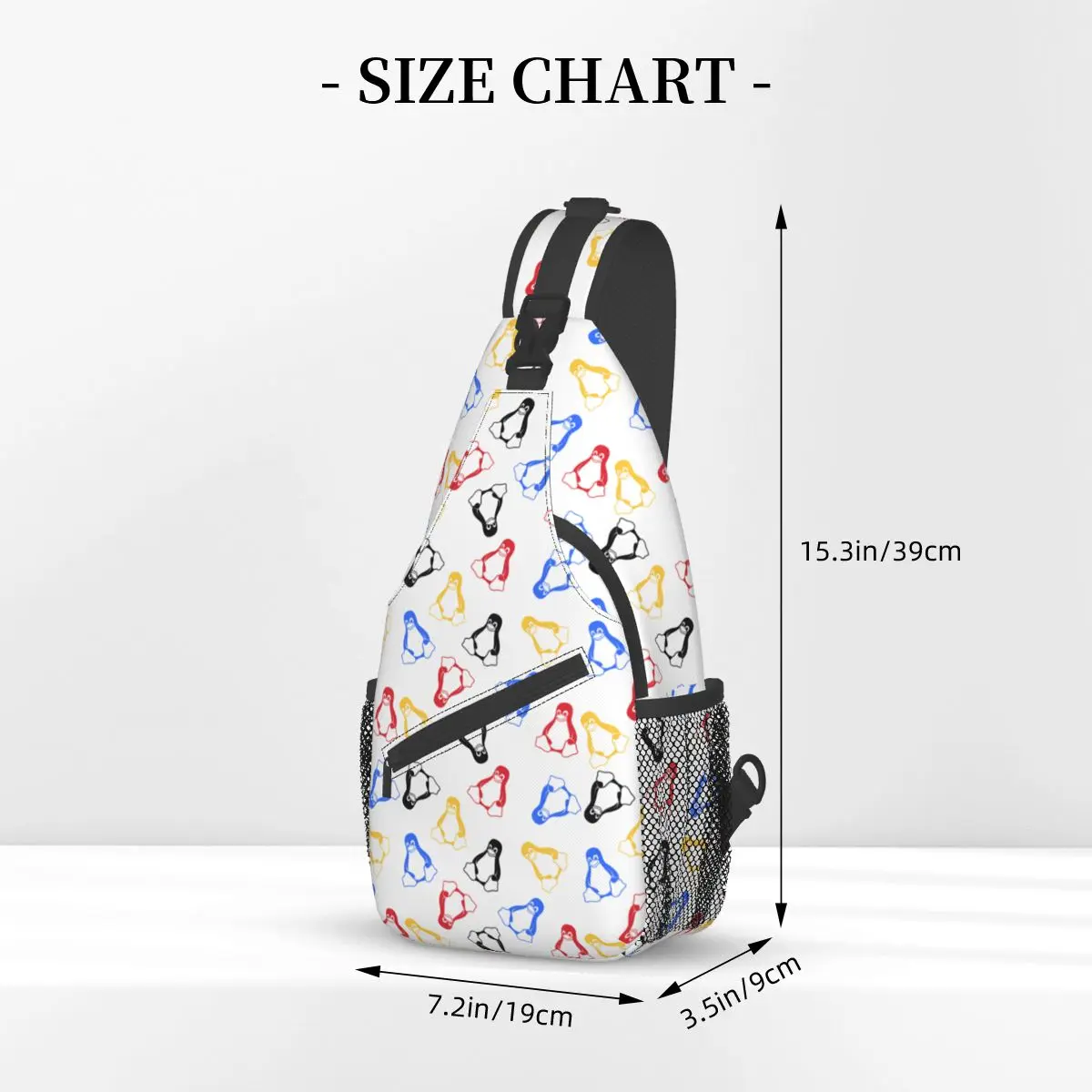 Linux Penguin Tux Crossbody Sling Bag Casual Chest Bag cartoon Shoulder Backpack Daypack for Hiking Outdoor Camping Satchel