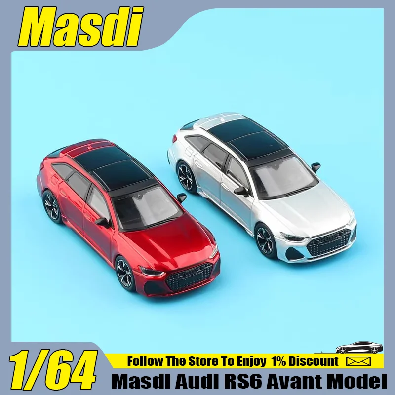 

New In Stock 1:64 Masdi Audi Rs6 Car Alloy Small Scale Miniature Diecast Static State Model Collection Audi Ornament Custom Toy