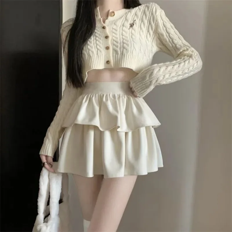 Ball Gown Skirts Women Sweet Club Style Korean Simple Streetwear All-match Solid Ins Casual Party Autumn Winter Hotsweet Fashion