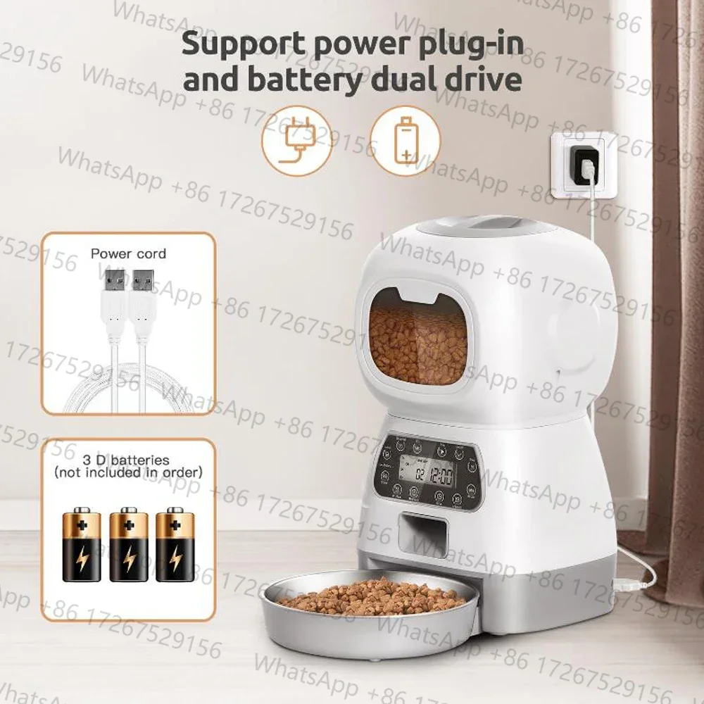 Applicable to3.5L Automatic Dog Feeder Smart Food Dispenser Wifi Cats Dogs Timer Stainless Steel Bowl Auto Dog Cat Pet Feeder Pe