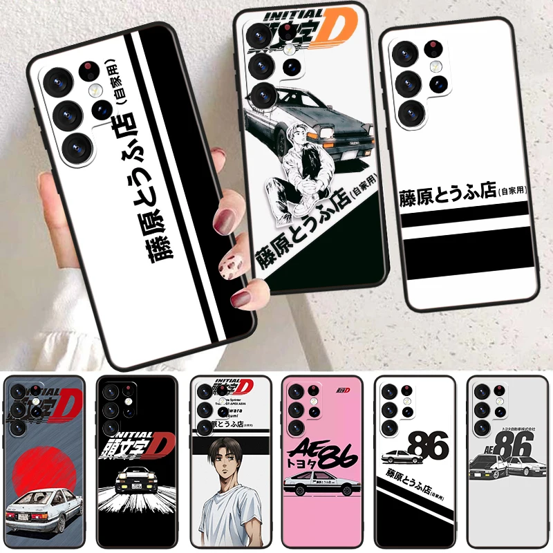 Initial D AE86 Phone Case For Samsung Galaxy S24 S23 S22 S21 S20 S10E Ultra Plus Lite FE Black Cover Funda Soft Silicone Capa