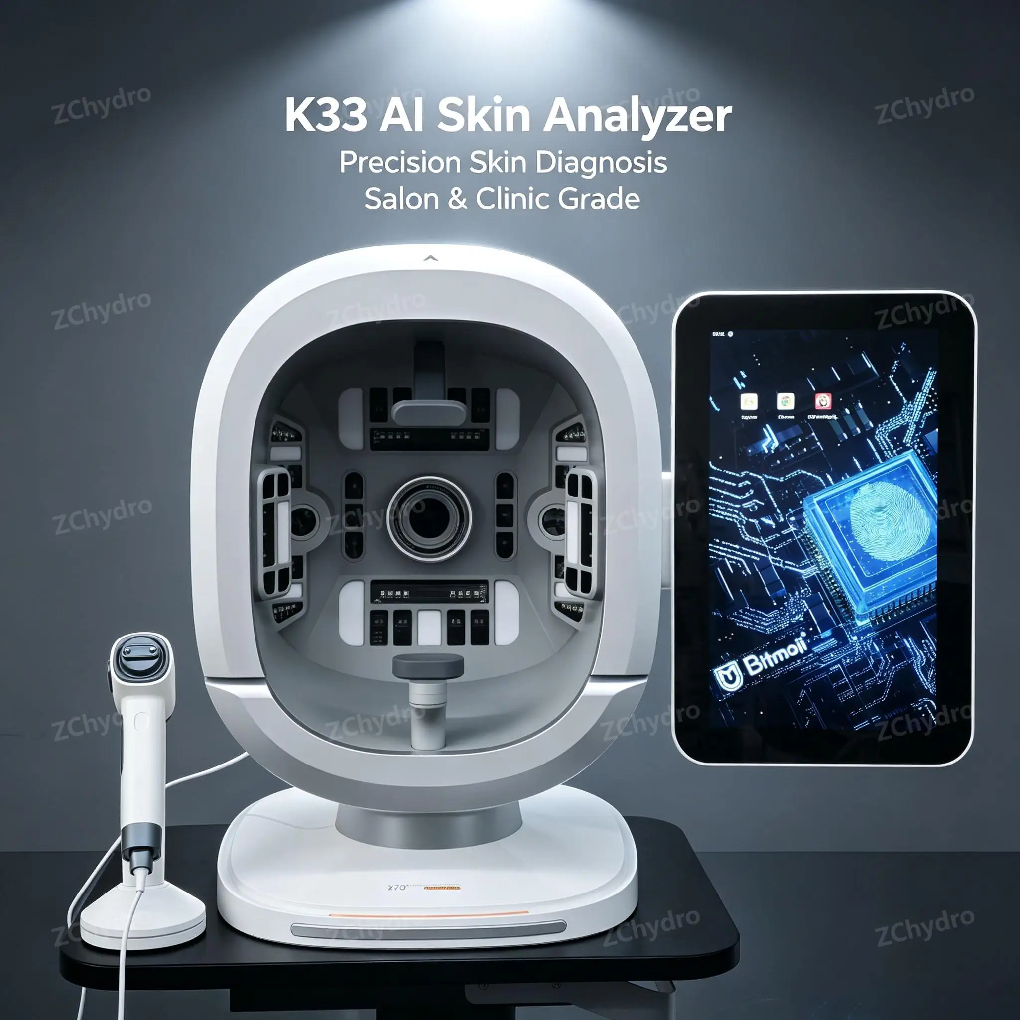 Bitmoji AI Skin Analyzer Machine 15.6 Inch Foldable Touch Screen 8 Spectrum Facial Skin Detector 3 Cameras Face Skin Analysis