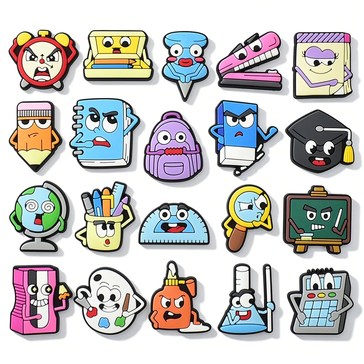 16-23Pcs School Notes Shoe Charm for Crocs, Book Pencil Badge clog Sandals shoes Accessories Buckle Decoration Boy Girl Gifts