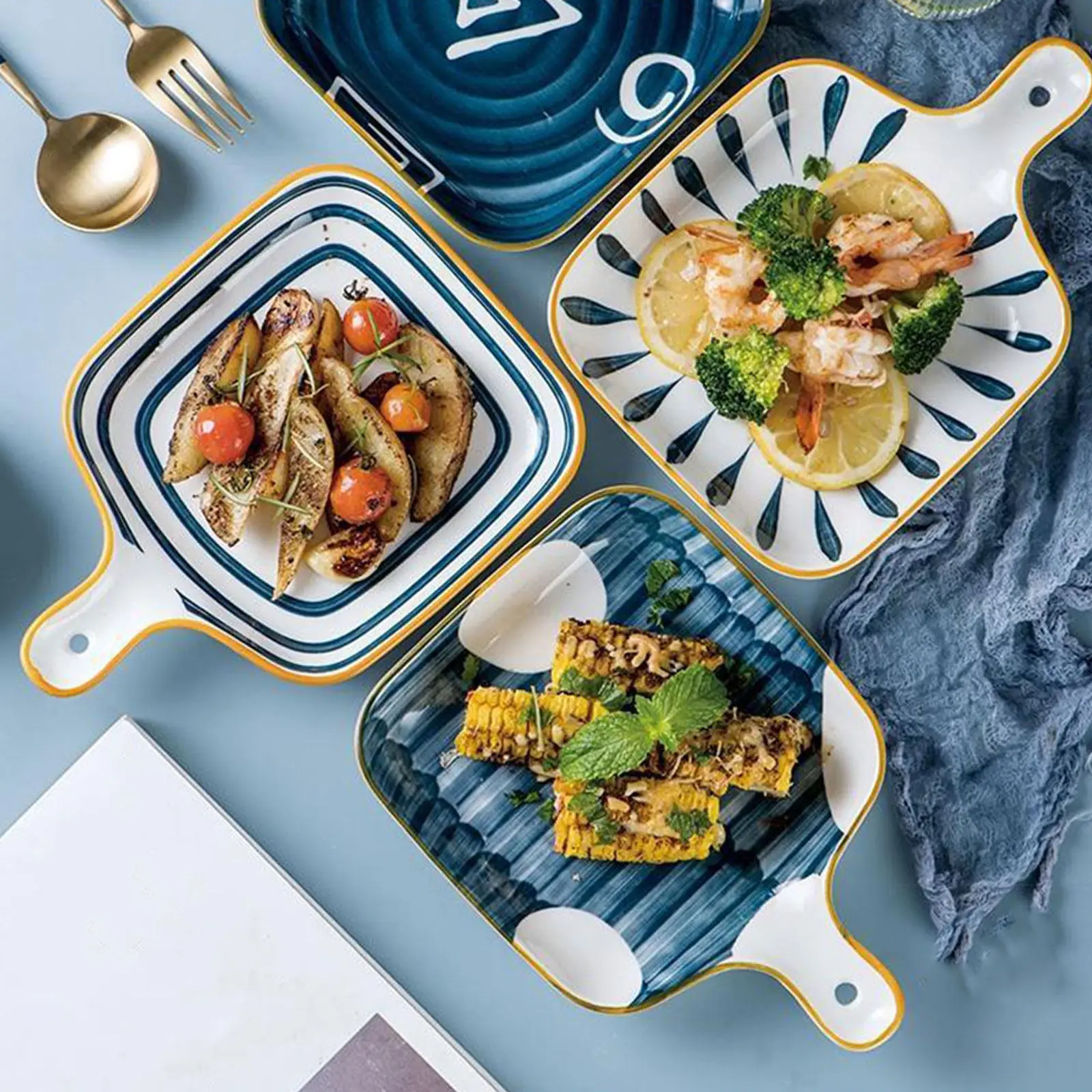 Premium Ceramic Salad Plate Nordic Style Oven Safe Microwave Safe Dish Lightweight Compact Food Plate for Breakfast Dessert