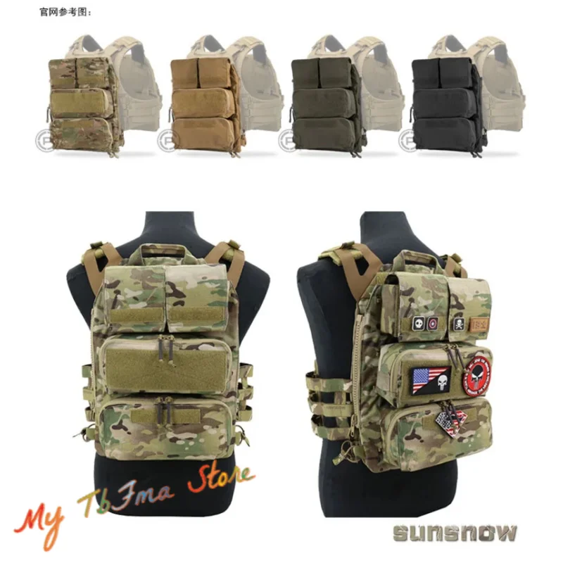 SUNSNOW New Tactical Zip-On Panel Zipper Back Panel Attachment Pouch Storage Bag For JPC 2.0 AVS Vest