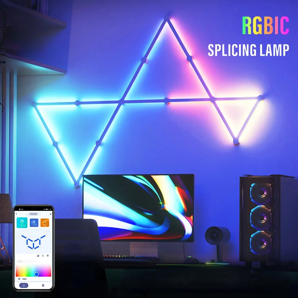 

LED Smart Wall Lamp RGBIC Light Bar DIY Atmosphere Night Light Bluetooth APP Music Rhythm TV Backlight Bedroom Game Room Decor