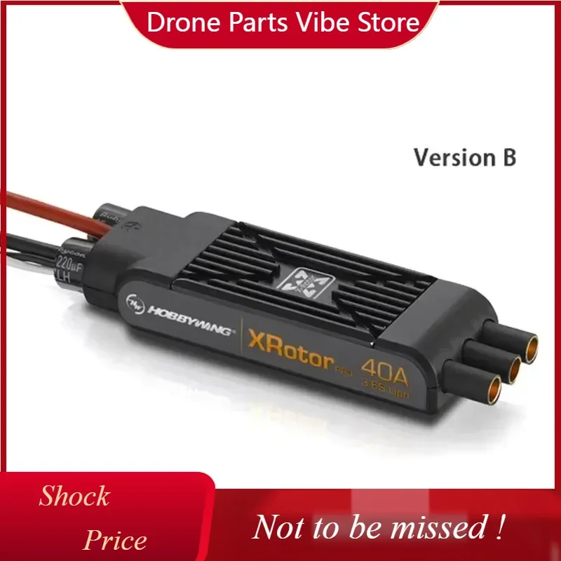 

DP 2PCS Hobbywing XRotor Pro 40A ESC 3S-6S No BEC, for 550-880mm FPV Drone, Sync Control Heat Dissipation, Multicopter