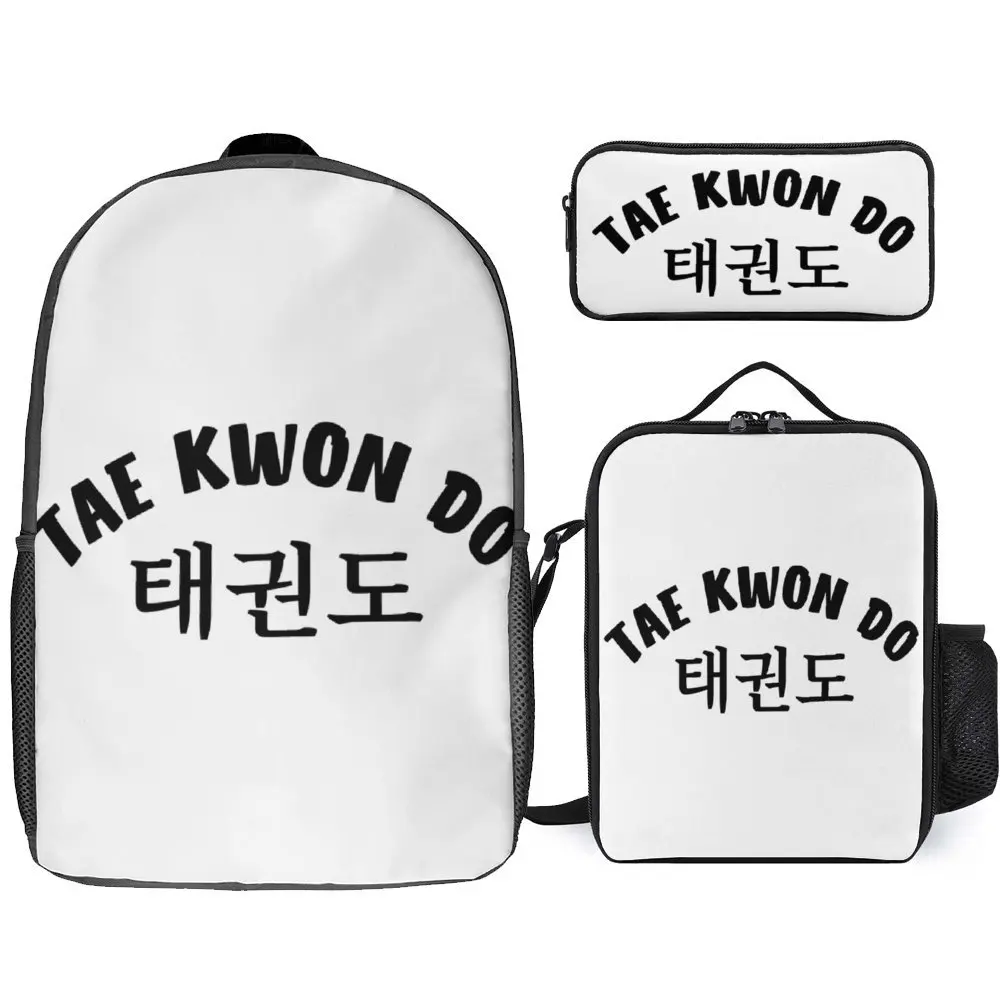 3 in 1 Set 17 Inch Backpack Lunch Bag Pen Bag Taekwondo For Sale Secure Hot Sale Comfortable Picnics Blanket Roll