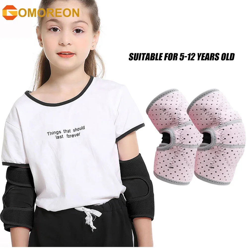 

GOMOREON 1Pair Kids/Youth Elbow Pads Guards Protective for Multi Sports Skateboarding Roller Skating Cycling Biking