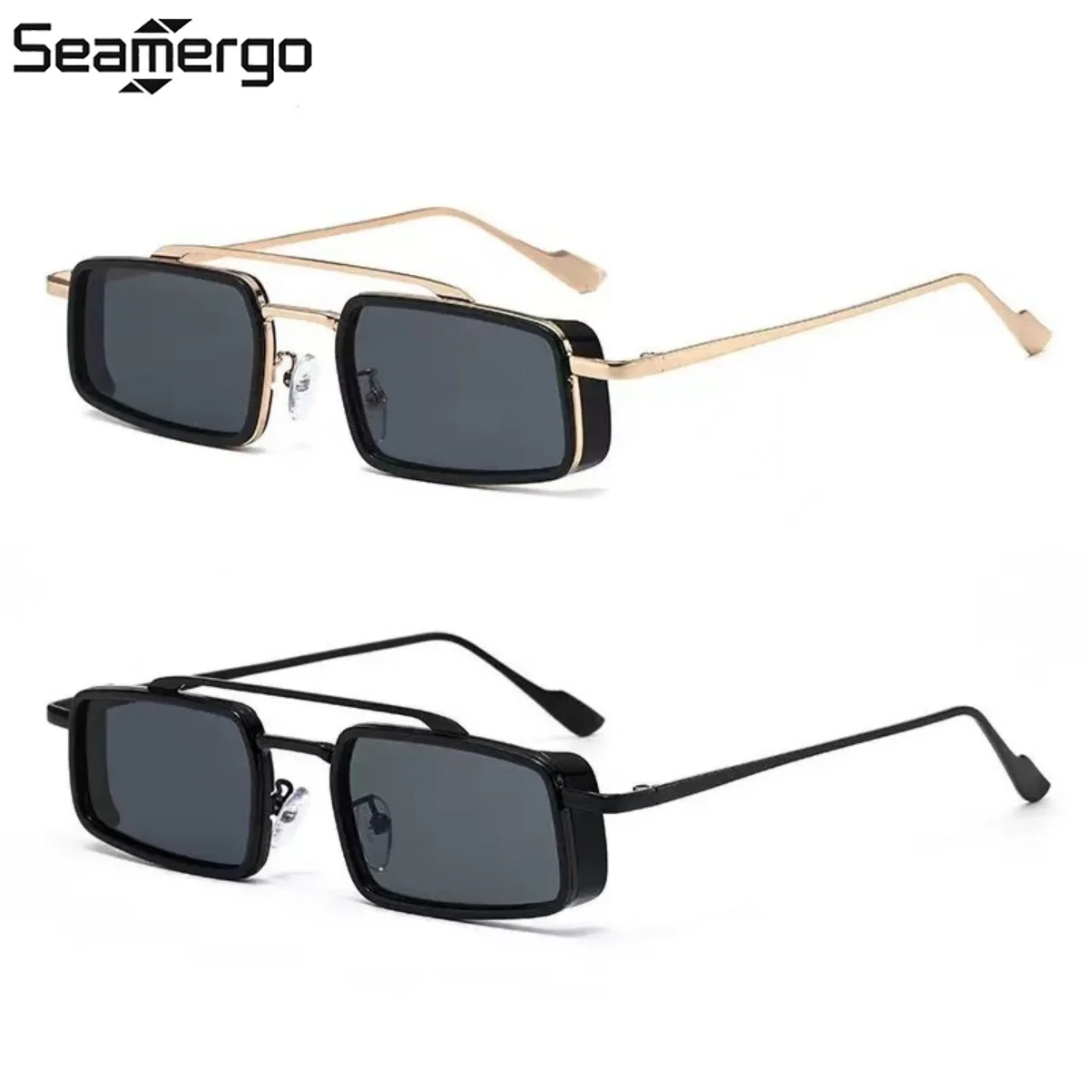 

Men's and Women's Fashion Square Metal Double Bridge Sunglasses Men's Punk Style Outdoor Driving Special Outdoor Travel Glasses