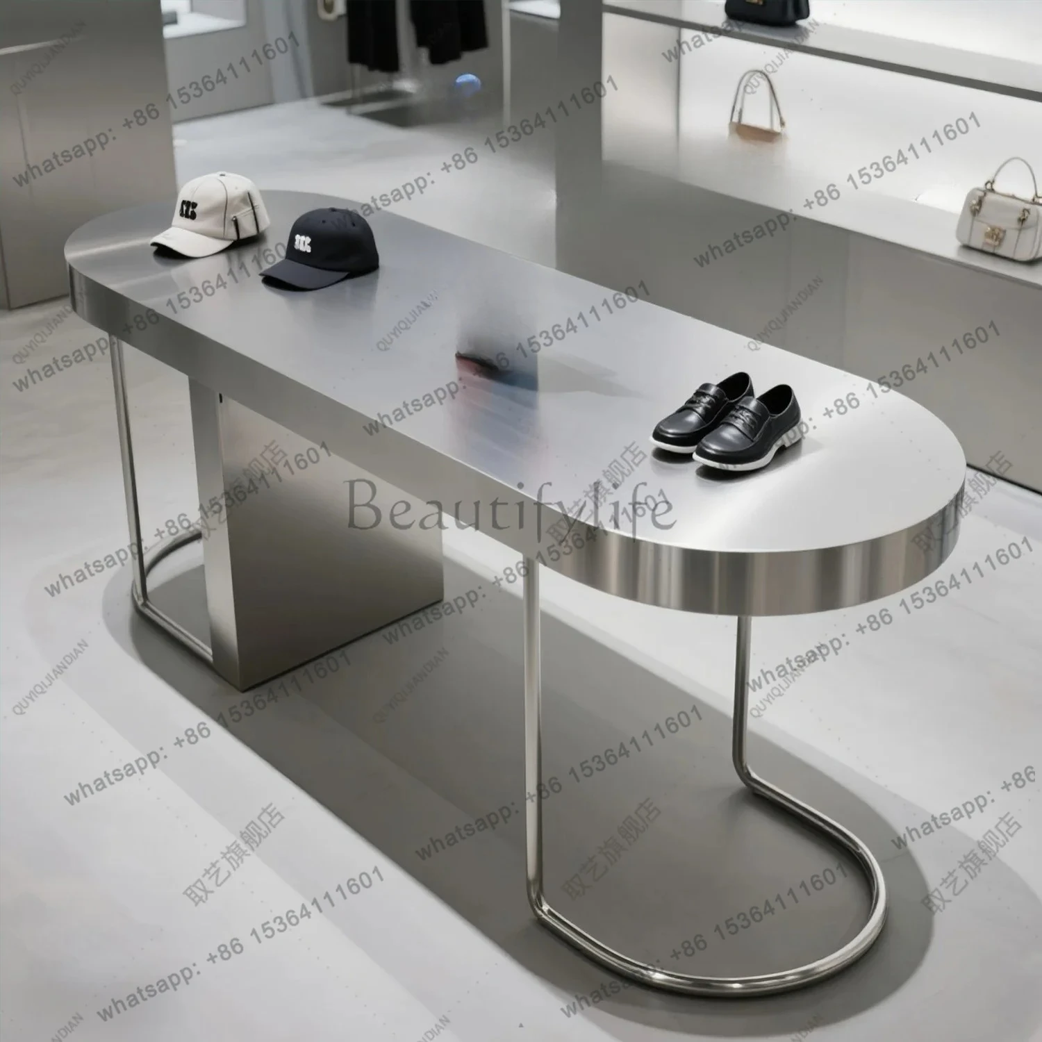 Clothing Store Nakajima Table, Running Water Table, Shoe Bag Jewelry Display Table, Stainless Steel Creative Product Display T