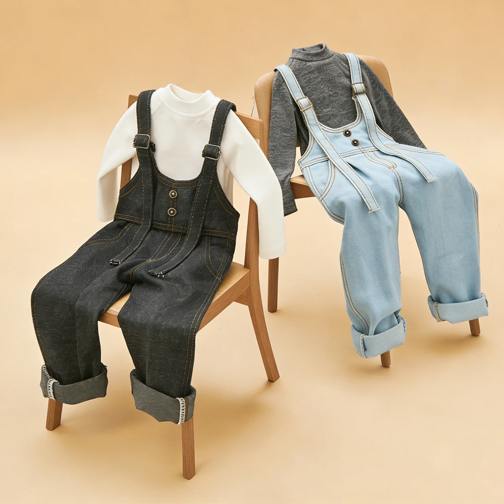 Blyth Doll Clothes doll pants Utility overalls Retro Denim Overall Long Sleeve Top for Ob22 24 YMY Licca Azone Doll Accessories