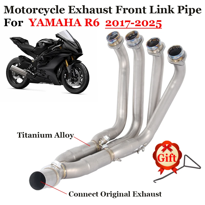 

Motorcycle Exhaust System Titanium Alloy Front Link Pipe Connect Original Muffler Slip On For Yamaha R6 YZF-R6 YZF R6 2017-2025