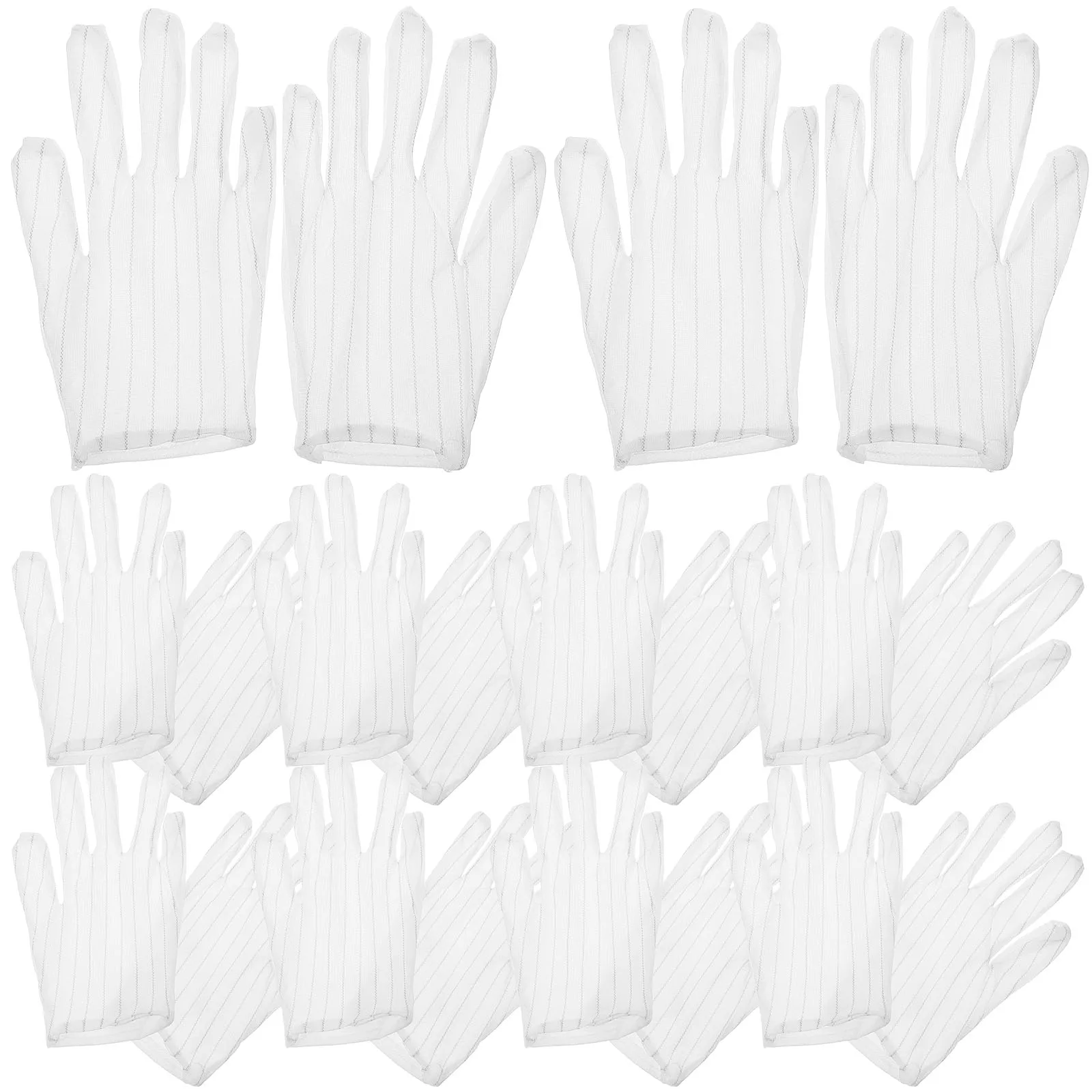 

10 Pairs White Anti Static Gloves for Cleaning Coin H Protective Work Gloves Women Men Dust Free Electrostatic Thick Strong