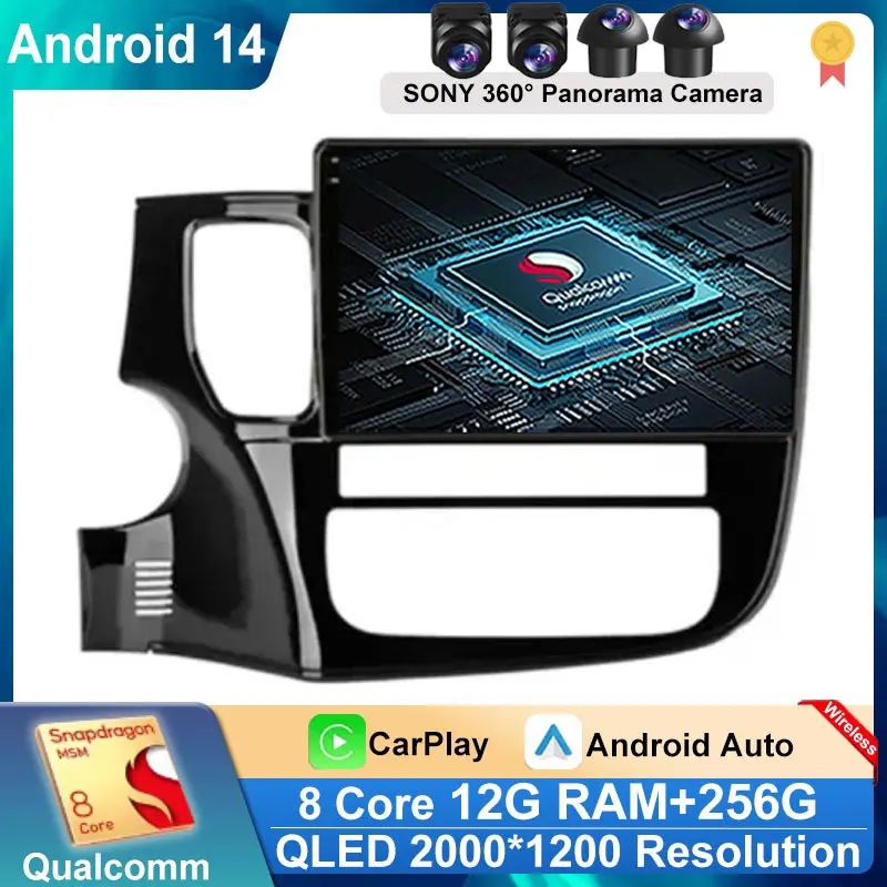 

2Din Android 14 Car Radio Multimedia Automotive Carplay Auto Wireless For Mitsubishi Outlander 3 2012-2018 Autoradio Stereo