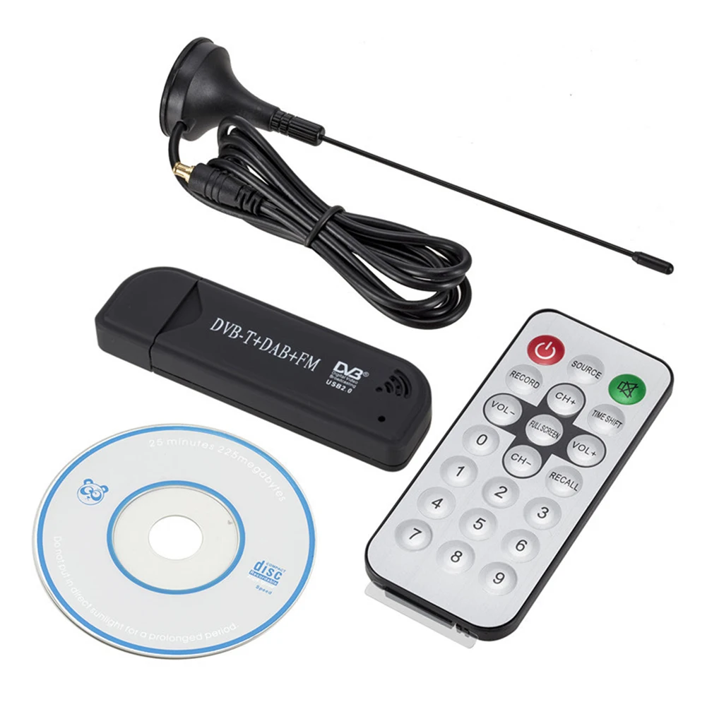 USB 2.0 TV Stick DAB FM DVB-T RTL2832U Mini Digital TV Receiver Support SDR 25MHz-1760MHz Receiving Frequency Tuner Dongle Stick