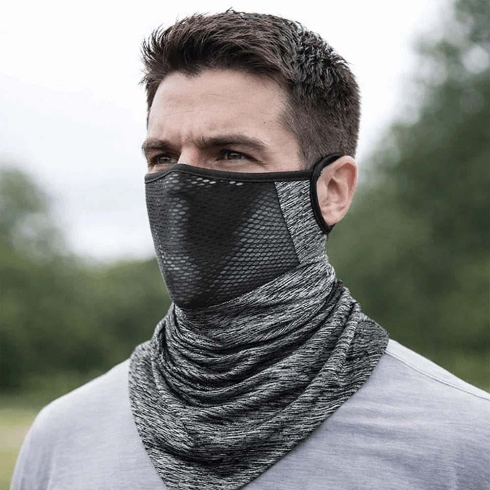 Atmungsaktive Netz-Gesichtsmaske aus Eisseide mit Ohrhaken-Design, Eisseidenschal mit verlängertem Saum, dreieckige Form, atmungsaktive Maske – Detail 10