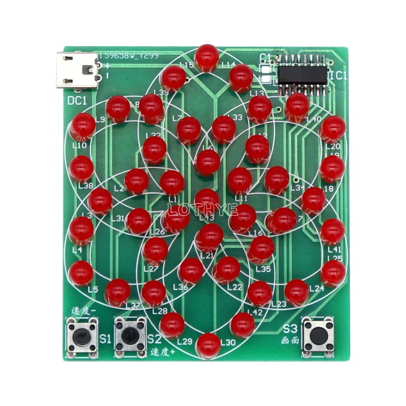 لتقوم بها بنفسك عدة إلكترونية متعددة نمط نمط طاحونة إلكترونية تدفق ضوء الماء 43 LED 5 فولت متعة لحام مكون التدريب جناح