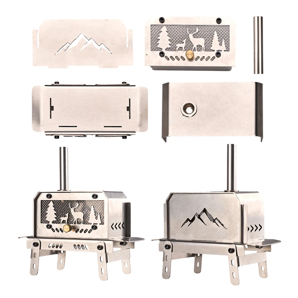 Zewnętrzny piec na drewno opałowe z kominem Uchwyt do aromaterapii Kempingowy piec na drewno ze stali nierdzewnej do wędkowania z plecakiem