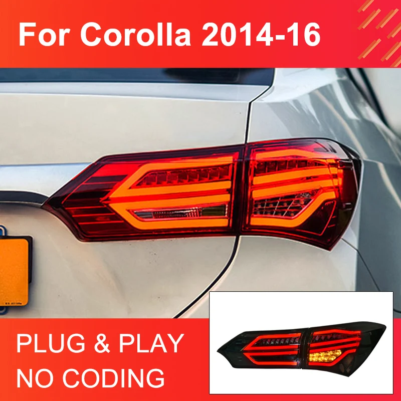 1 Pair LED Tail Light Assembly for Toyota Corolla 2014 2015 2016 Taillights Plug and Play with LED Drive Turning Rear Tail Lamps