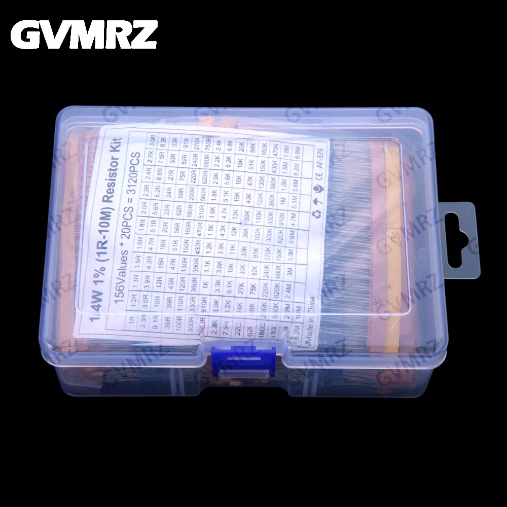 130Values 156Values 1/4W 1/6W 1/2W 1W 2W Power Metal Film Resistor Kit 1R-10M  Assortment Set 1ohm-10Mohm samples pack