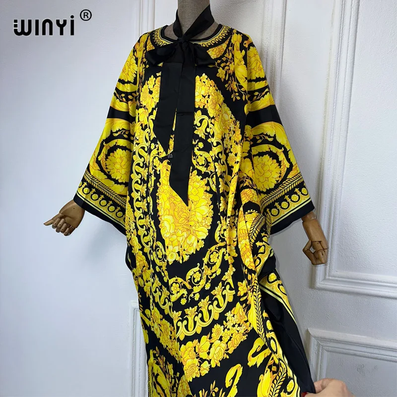 WINYI muzułmańskie sukienki dla kobiety sukienka maxi moda kaftan kwiatowy Print Kaftan abaya dubaj luksusowa letnia artystyczna sukienka na imprezę