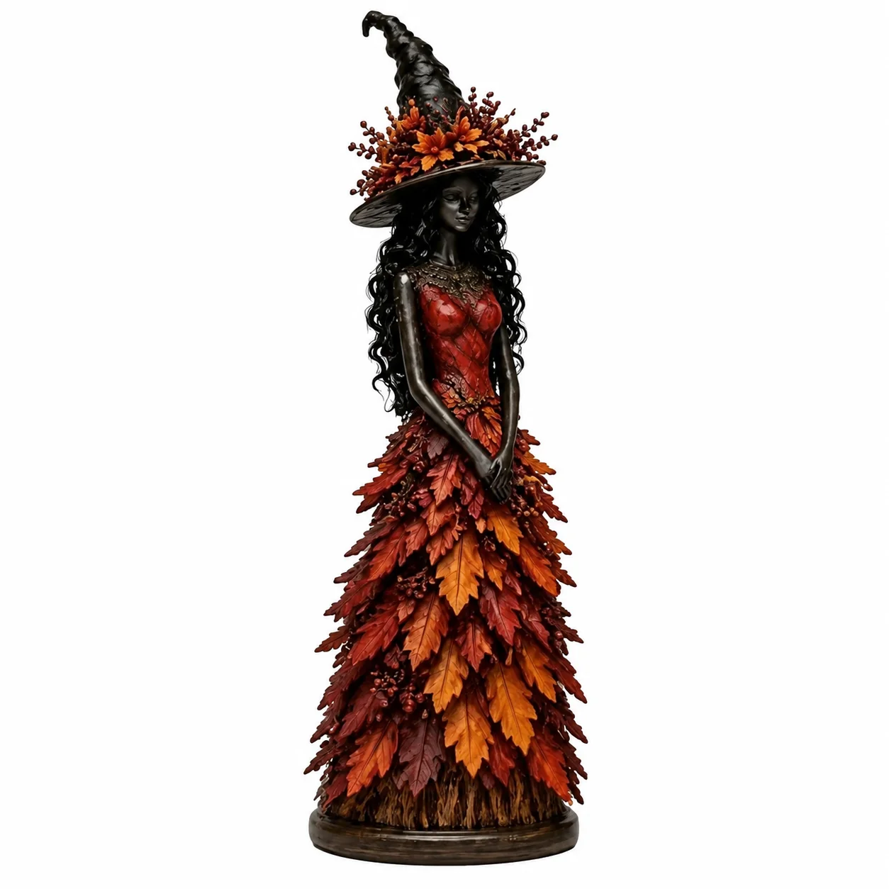 Witch Figurine Resin Hand-made Texture Desktop Ornament Decorative Piece for Halloween Home Decor Autumn Harvest Display