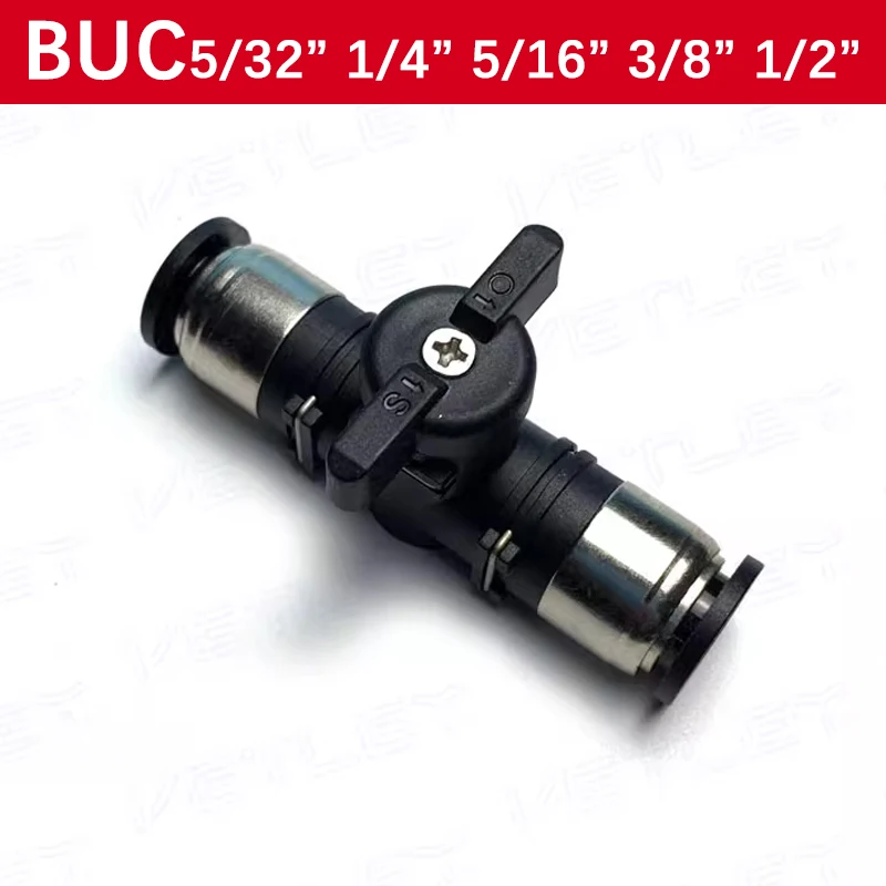 BUC5/32 1/4 5/16 3/8 1/2 Throttle valve English System Air Flow Speed Control Valve Tube Water Hose Push In Pneumatic Fitting