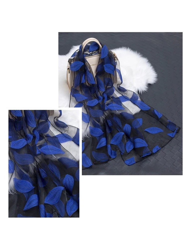 

Korean Version Of Organza Flower Cut Scarf Fashionable Versatile Long Scarf Suitable All Seasons Decorationwomen's Clothing