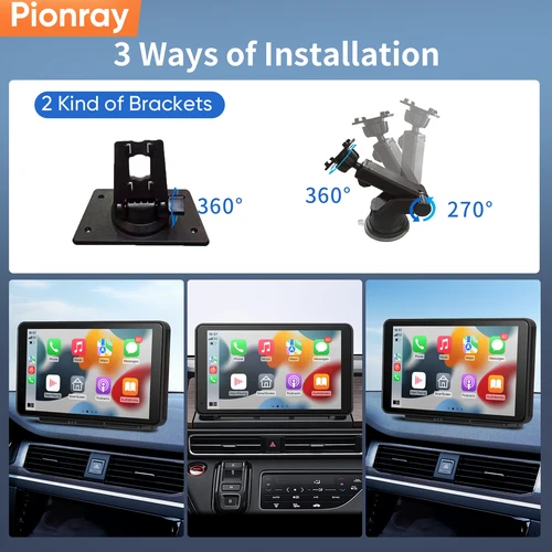 Imagen 2 del producto Pionray 7 ""Universal CarPlay Android Auto Radio de coche reproductor de vídeo Multimedia pantalla táctil IPS con cámara de visión trasera USB auxiliar