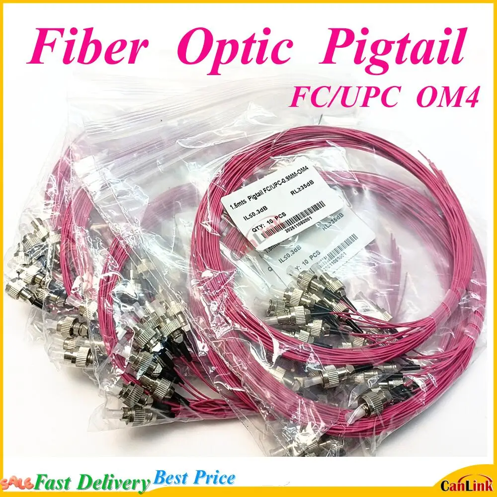 

30 шт. оптических пигтейлов с коннекторами FC/LC/SC UPC, 1,5 метра, многомодовые OM4, 0,9 мм, ПВХ, для FTTH