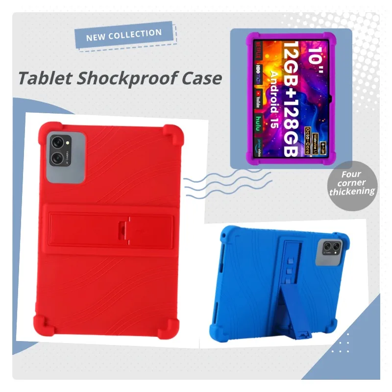 For Winsing T30W Android 15 Tablet,10 inch Tablets Case,Soft Silicone Adjustable Stand Cover Lightweight Kids Friendly