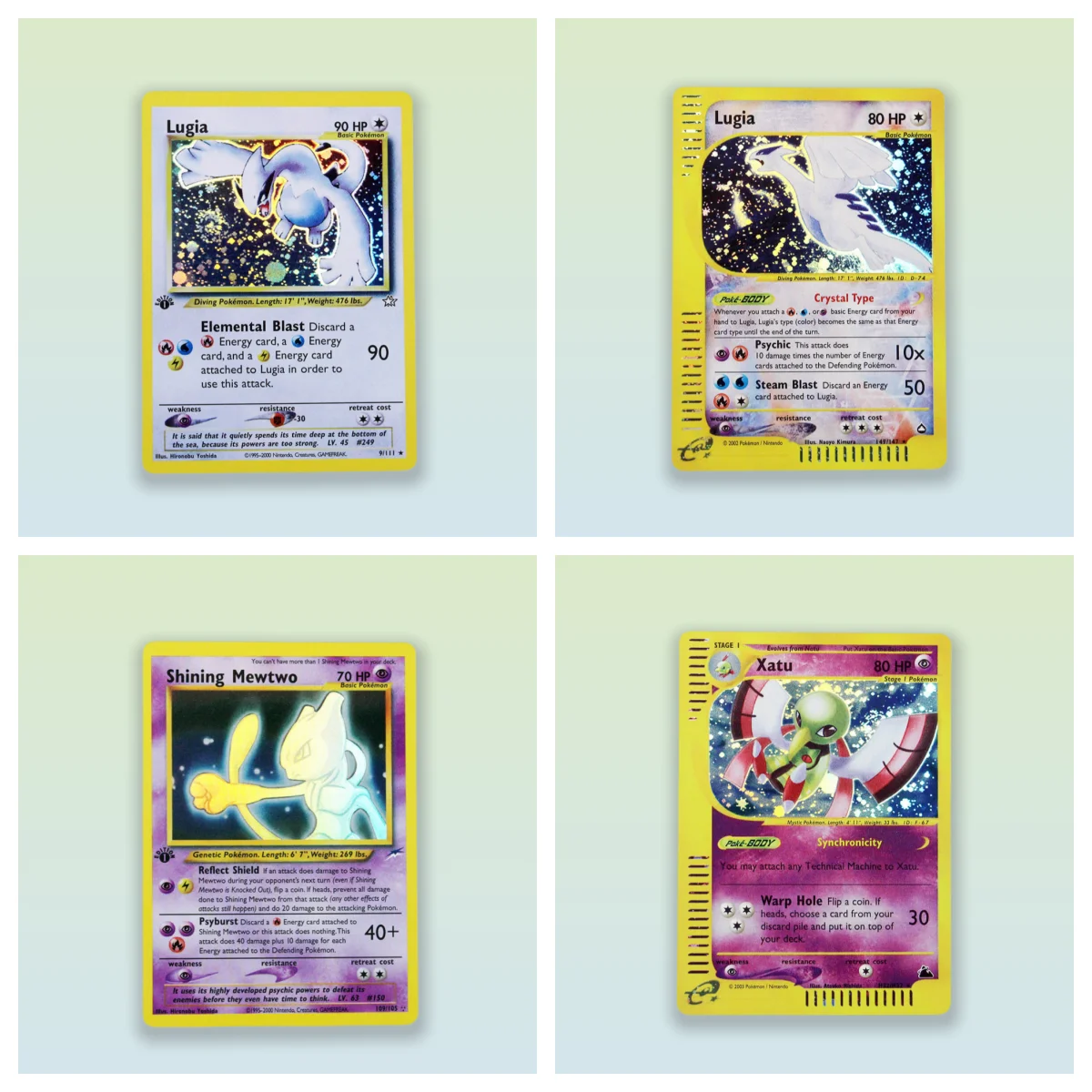 

PKM Single Cards holo cards Lugia /Shining Mewtwo /Xatu Game Collection PTCG PROXY