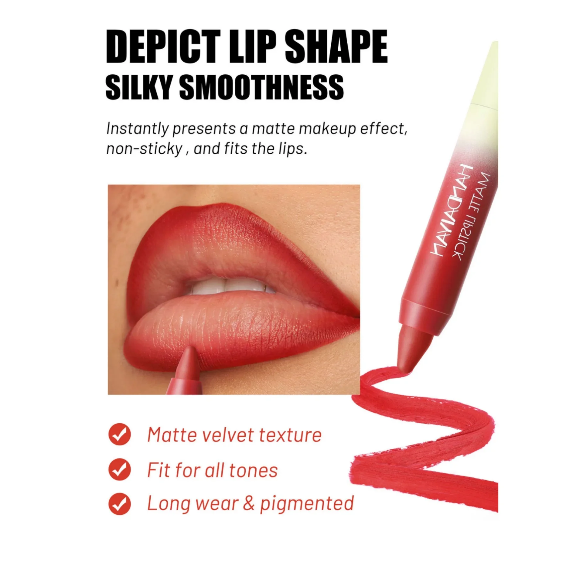 Lápiz labial mate resistente al agua, delineador de labios de terciopelo de 8 colores, taza antiadherente de larga duración, lápiz labial sedoso, lápiz de maquillaje Sexy