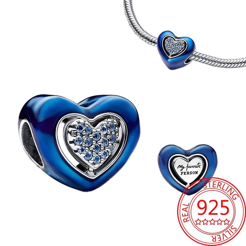 Sparkling 925 Silver Blue Celestial Galaxy Star Murano Dangle Charm Fit Original Bracelet & Necklace Girl Jewelry Pendant Gift