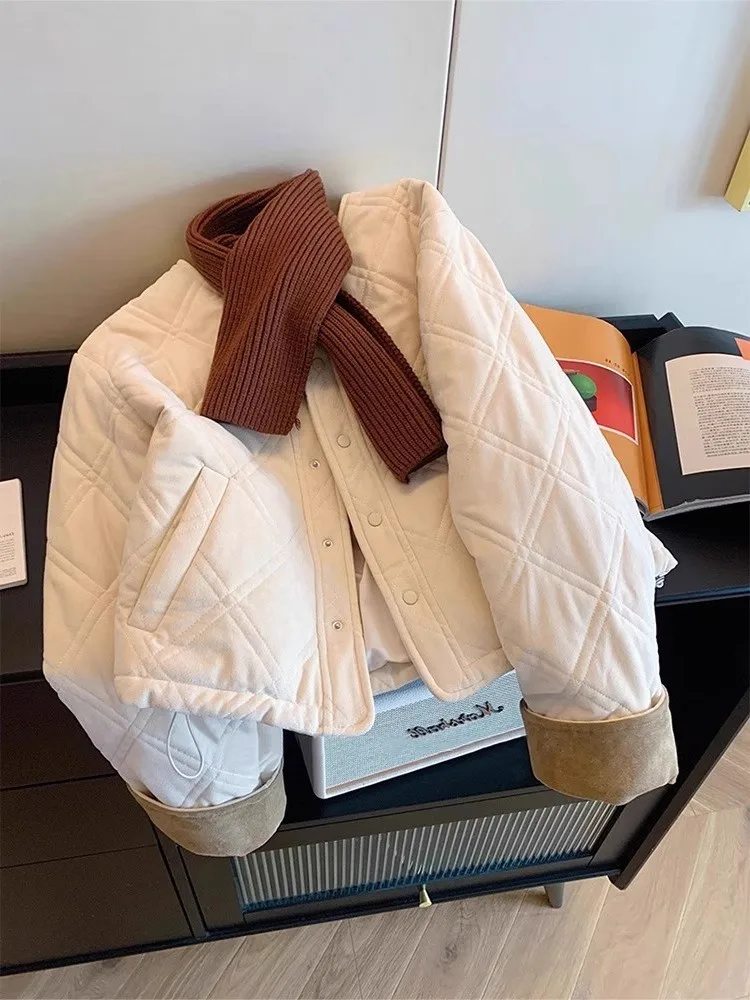 

Корейский хлопковый джет с круглым ромбовидным узором, женский легкий теплый осенне-зимний модный универсальный топ