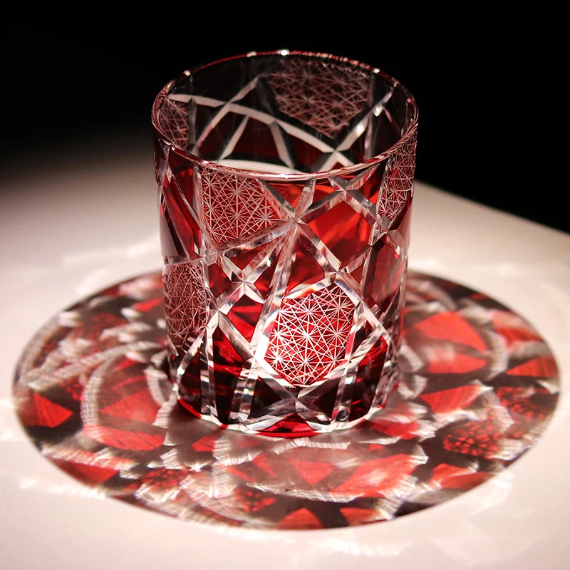 Прозрачный стеклянный стакан ручной работы 8,5 унций, японский цветной хрустальный стакан Edo Kiriko для виски, напитков, мохито, других напитков