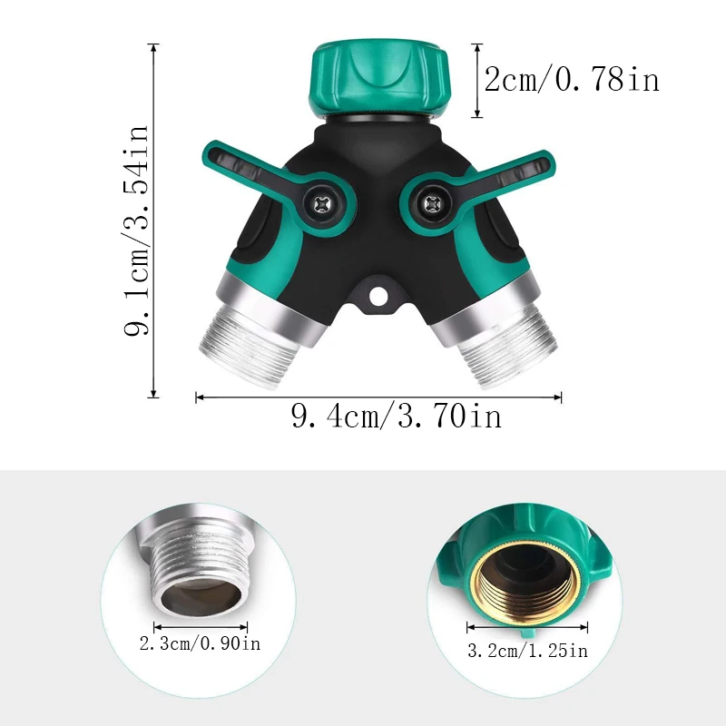 1 Set Of Two-Way Garden Hose Distributor Faucet Y-Shaped Watering Connector, Used For Connecting Indoor And Outdoor Faucets