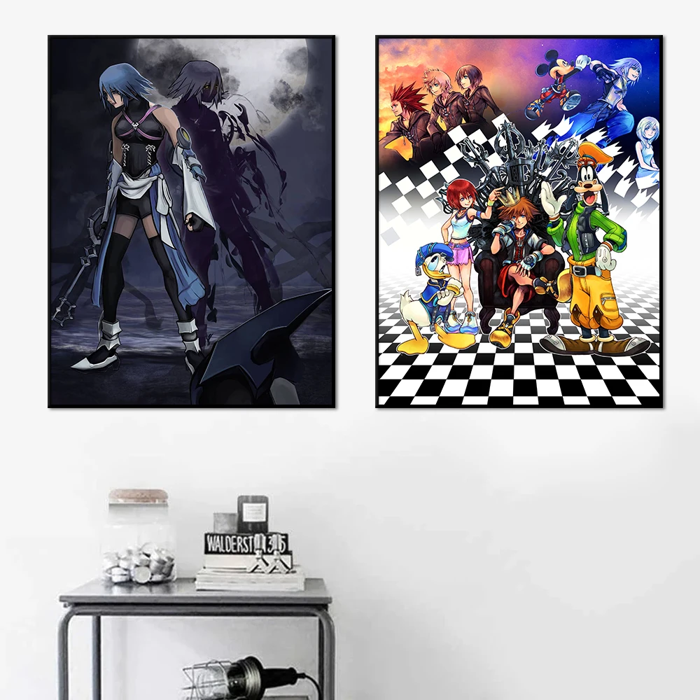 Disney Kingdom Hearts Poster Cartoon Fighting Adventure Game Painting Wall Art Picture Canvas Prints For Room Home Decor Cuadros