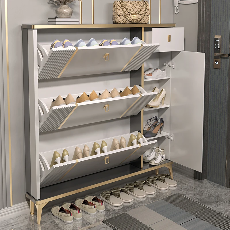 Nordic Side Shoe Cabinets Stand White Minimalist Auxiliary Hallway Shoe Cabinets Wood Scarpiera Salvaspazio House Furniture