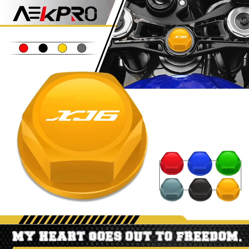 Xj6 fz6 aksesori motor kepala batang kemudi mur penutup sekrup topi CNC aluminium Tuerca direccion untuk XJ6 FAZER600 FZ6 fazer