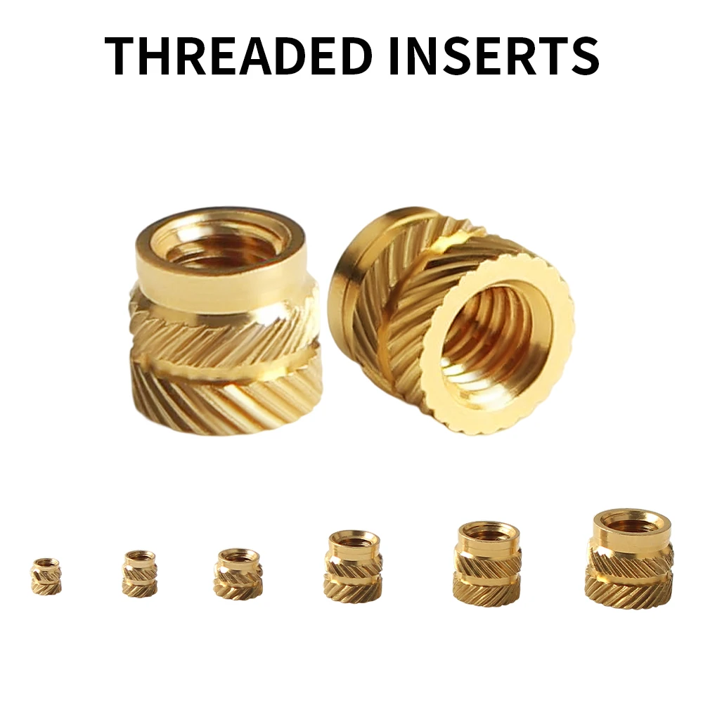 Brass Threaded Insert Nut Kit M2 M2.5 M3 M4 M5 M6 Hot Melt Heat Knurled Embed Injection Copper Insert Nut 3D Print Plastic Nuts