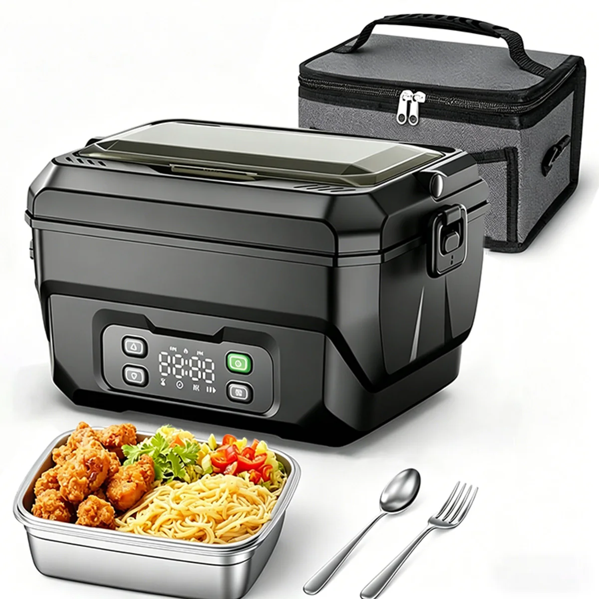 Beheizbare Lunchbox für Erwachsene, Tragbare Isolierte Brotdose, Lebensmittelbehälter, Geeignet für Büros, Ausflüge und Baustellen
