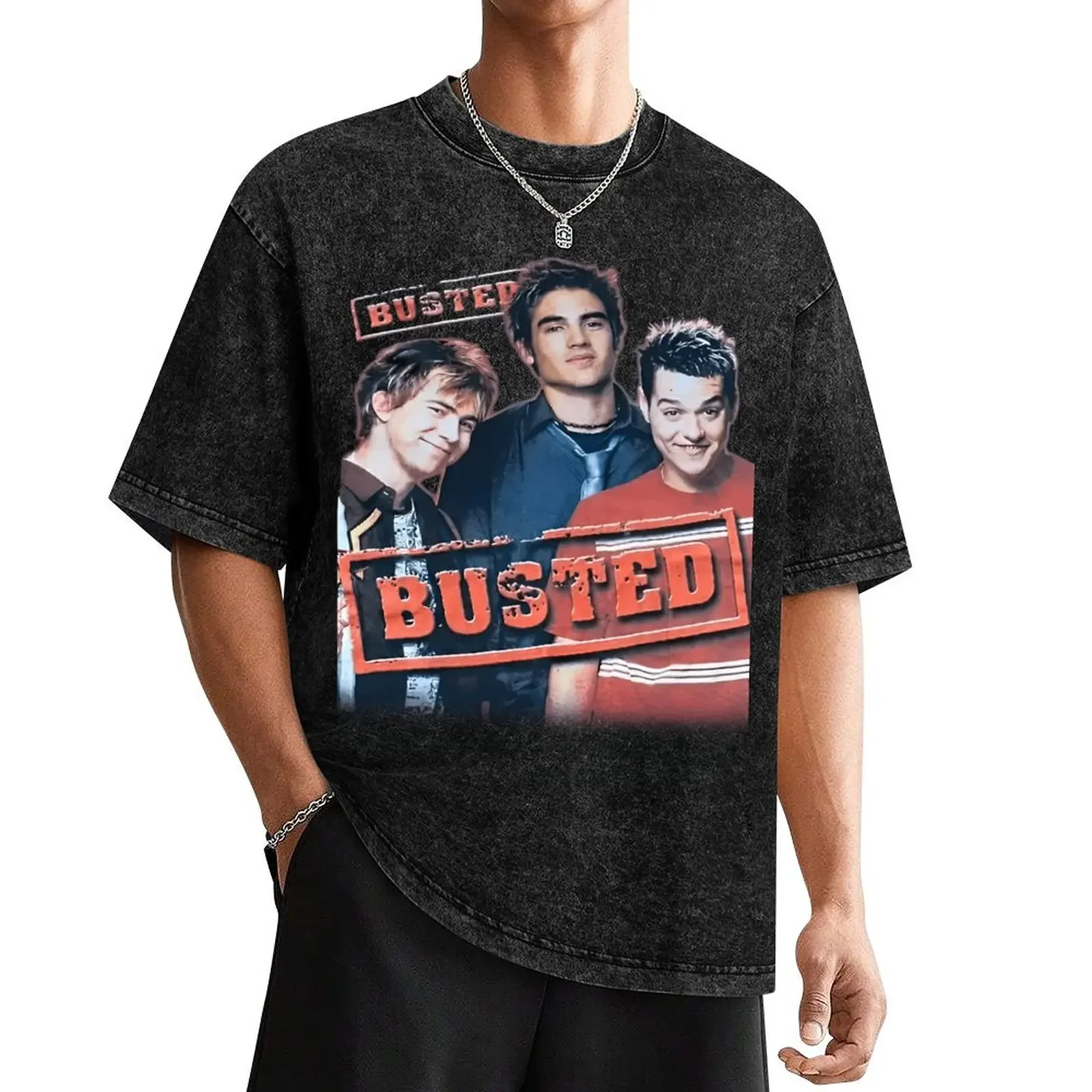 

busted band vintage T-Shirt sports fans oversized blacks blanks mens clothes