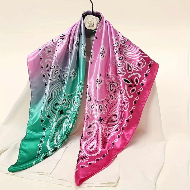 Silk Shawl Satin Square Scarf For Women Flower Neckerchief Female New Headband Hair Bands Print Foulard Hijab Wraps Bandana 2024