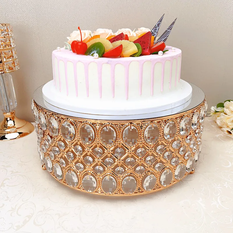 

Cross-border Hot-selling Crystal Cake Stand Wedding Dessert Display Stand Acrylic Mirror Cake Plate Distry Rack Fruit Plate