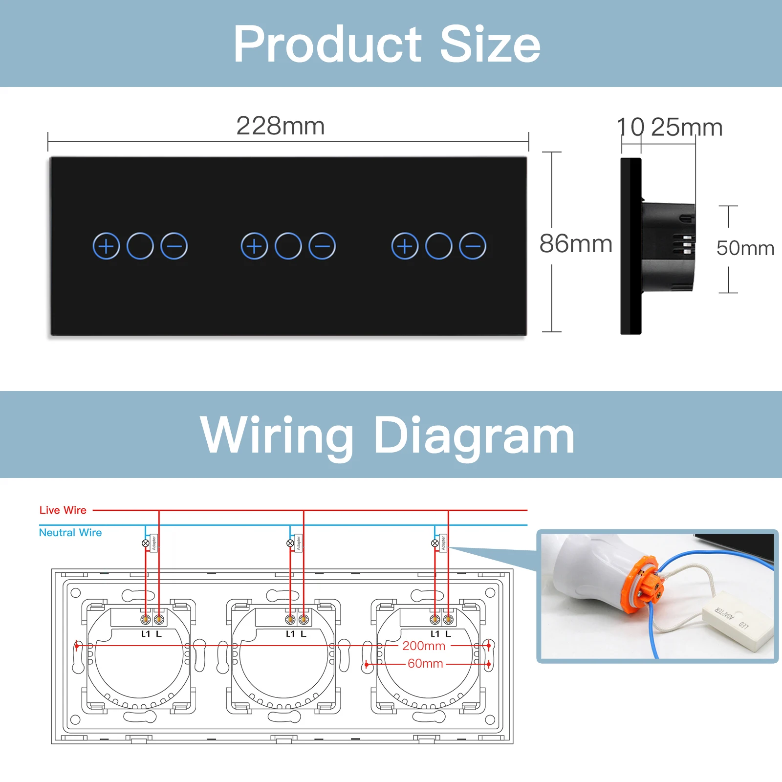 Bseed Dimmer Series EU Standard Dimmable Touch Switches Glass Panel 5V 2.1A USB Phone Charge EU Sockets LED Dimmer Wall Switches