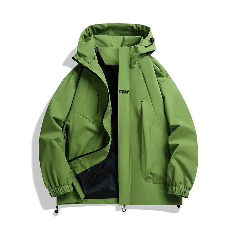 Men's Outdoor Hooded Windproof Jacket Casual Loose Waterproof Hiking Coat Lightweight Windbreaker for Spring Autumn Daily Use