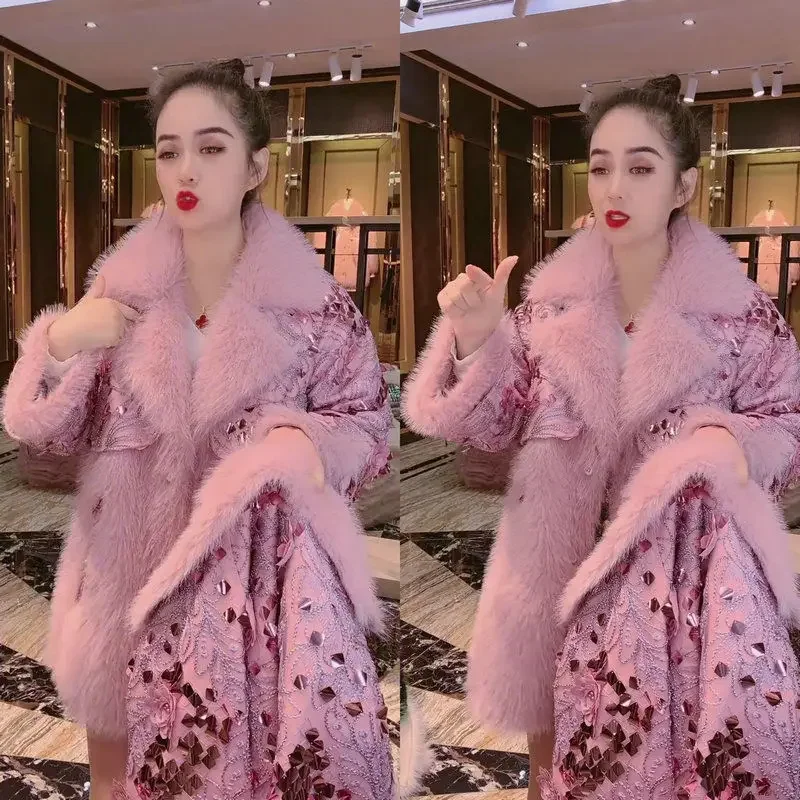 Women Faux Fur Coat Jacket Female  Hairy Warm Imitation Ladies  Fleece Faux Fur Coat Print Outerwear G152